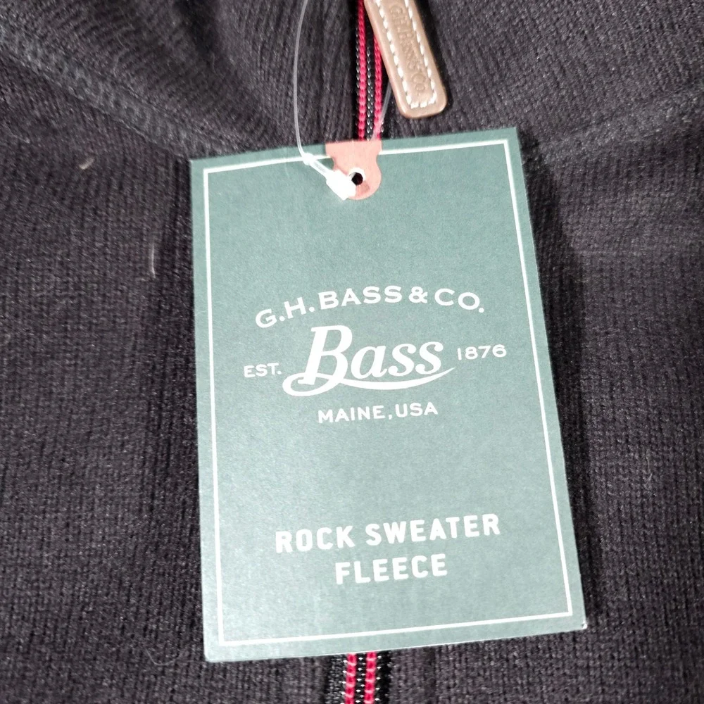 G.H. Bass Rock Sweater Fleece Mens XXL Black Quarter Zip Faux Fur Collar New NWT
